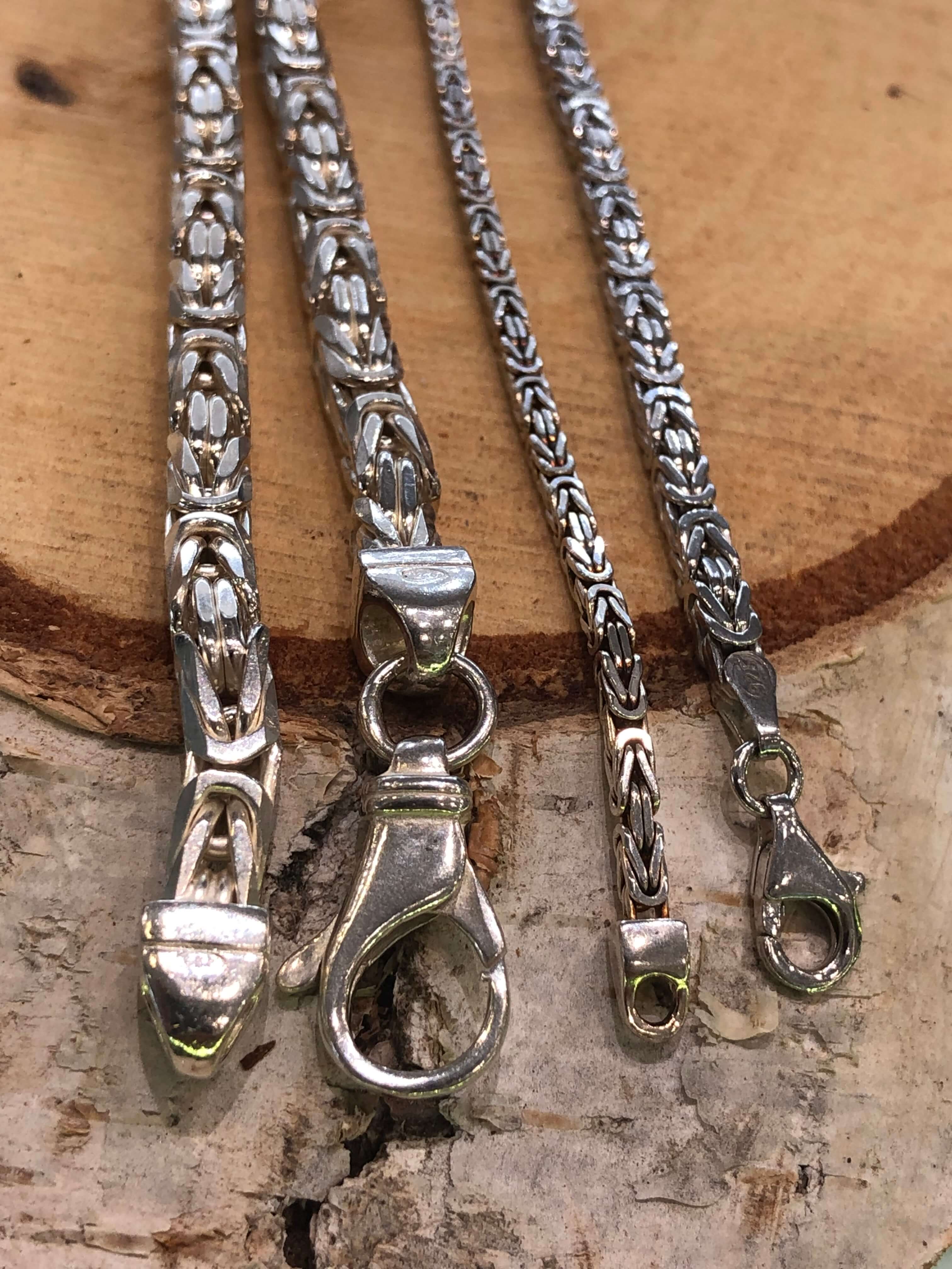 Königskette 3mm 925 Sterling Silber Königs Kette Herren massiv Halskette Armband