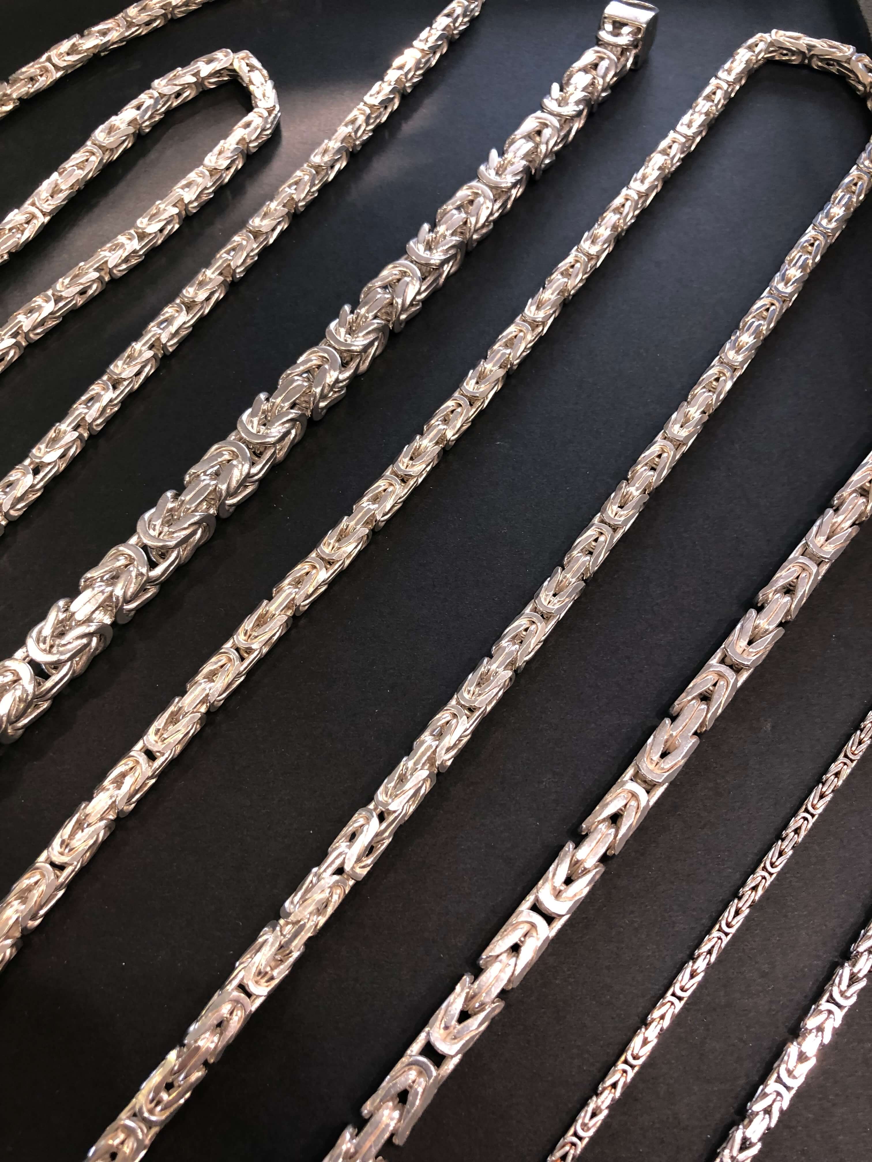 KKMM-48 Königskette 4mm 925 Sterling Silber Königs Kette Herren massiv Halskette Armband