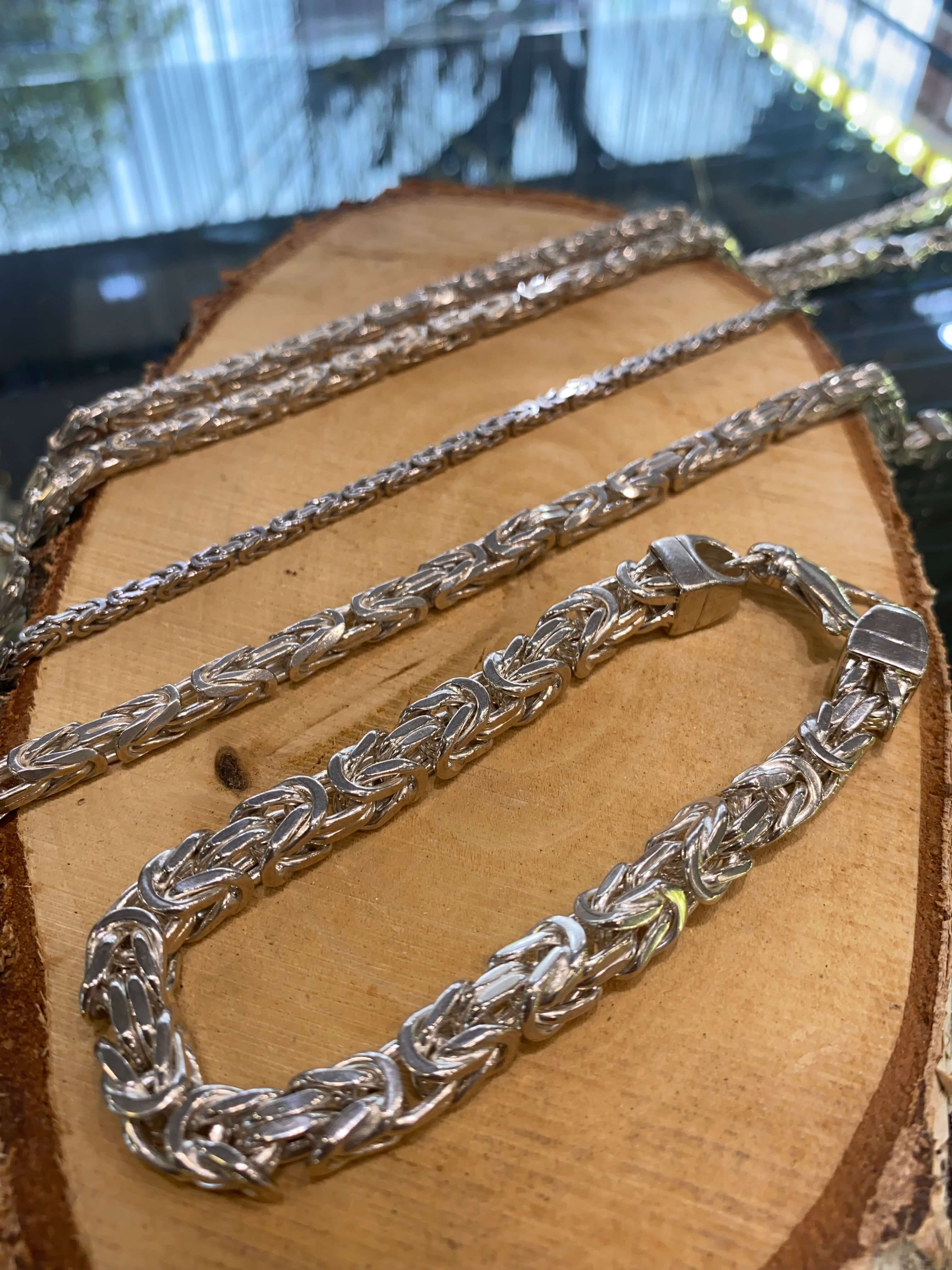 Königskette 3mm 925 Sterling Silber Königs Kette Herren massiv Halskette Armband