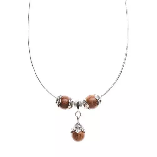 Blüten Silbercollier Waidzeit Sandelholz