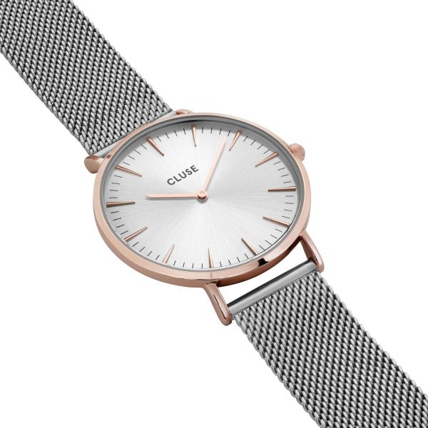 cl18116_la-boh_me-mesh-rose-gold_silver_diagonal_w Cluse Boho Chic Mesh Bicolour 38 mm - CW0101201006