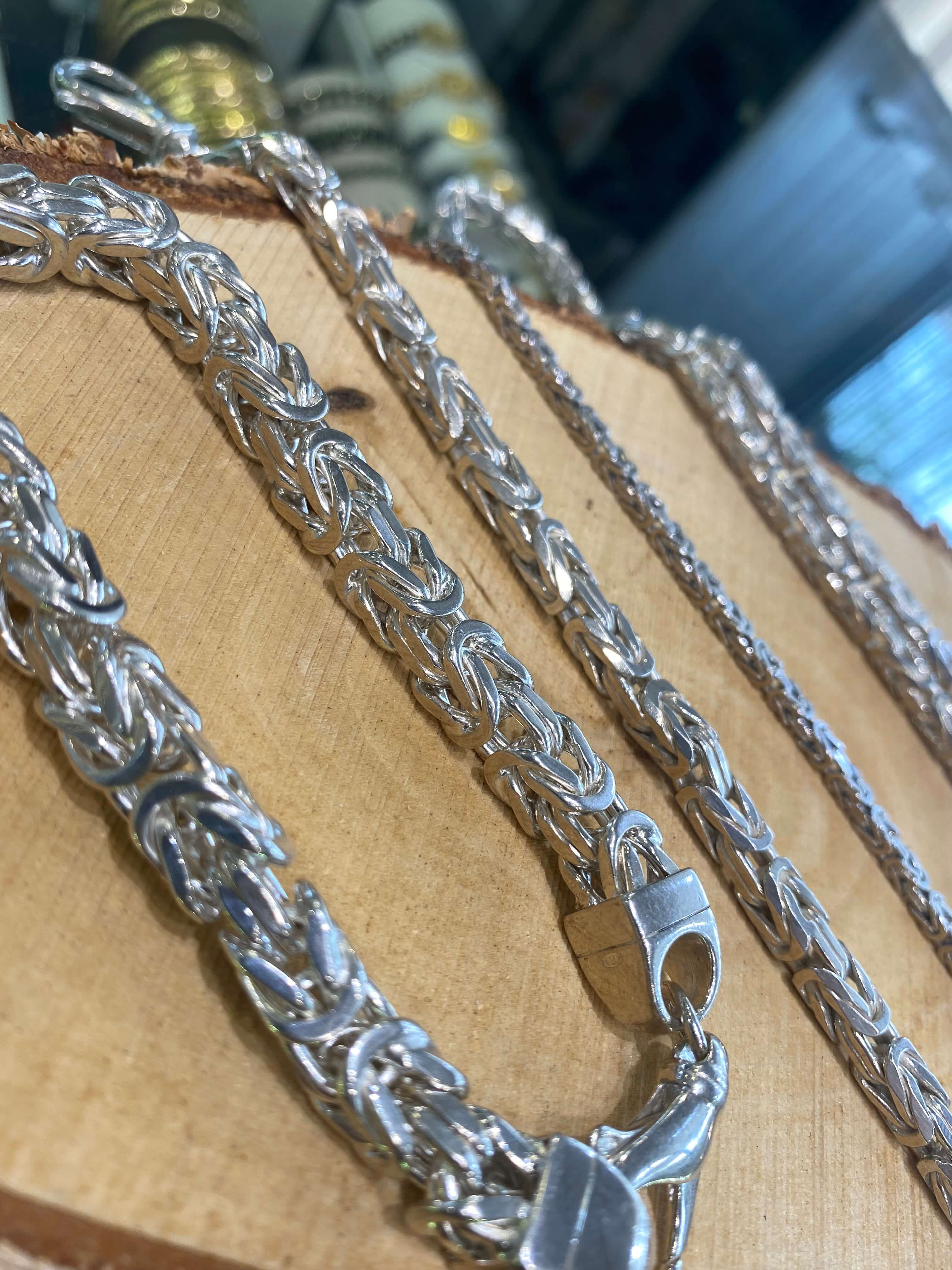 KKMM-60 Königskette 4mm 925 Sterling Silber Königs Kette Herren massiv Halskette Armband