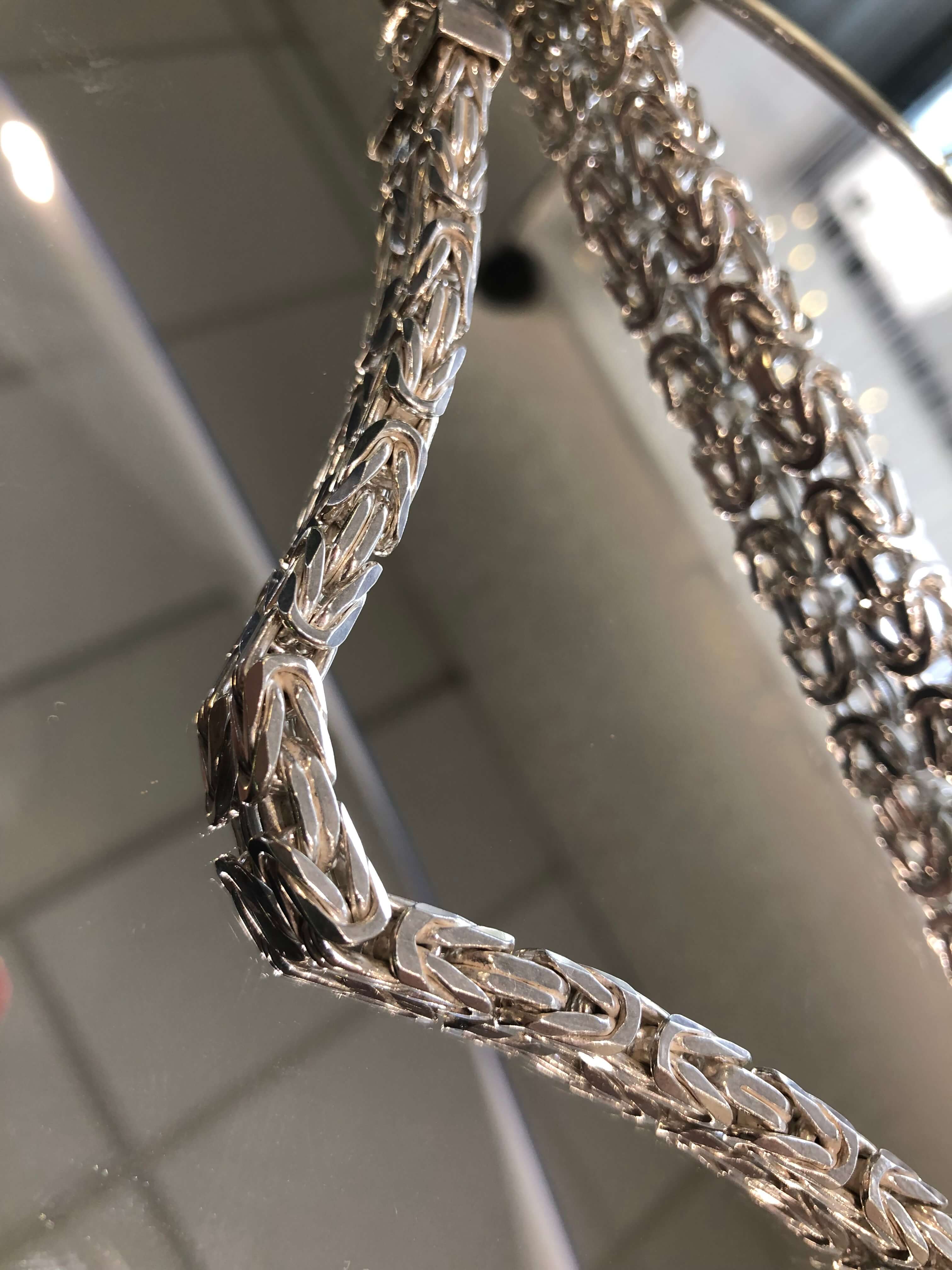 KKMM-21 Königskette 4mm 925 Sterling Silber Königs Kette Herren massiv Halskette Armband