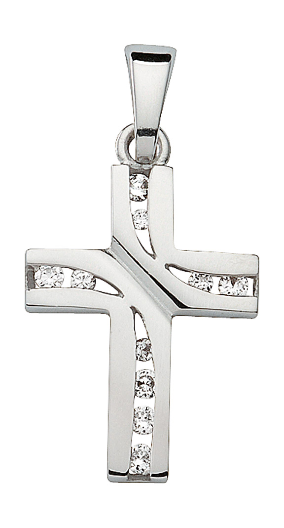 kr126705 Kreuzanhänger aus Silber mit Zirkonia