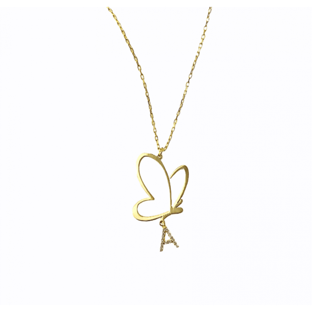 Butterfly Kette mit Wunschbuchstabe
