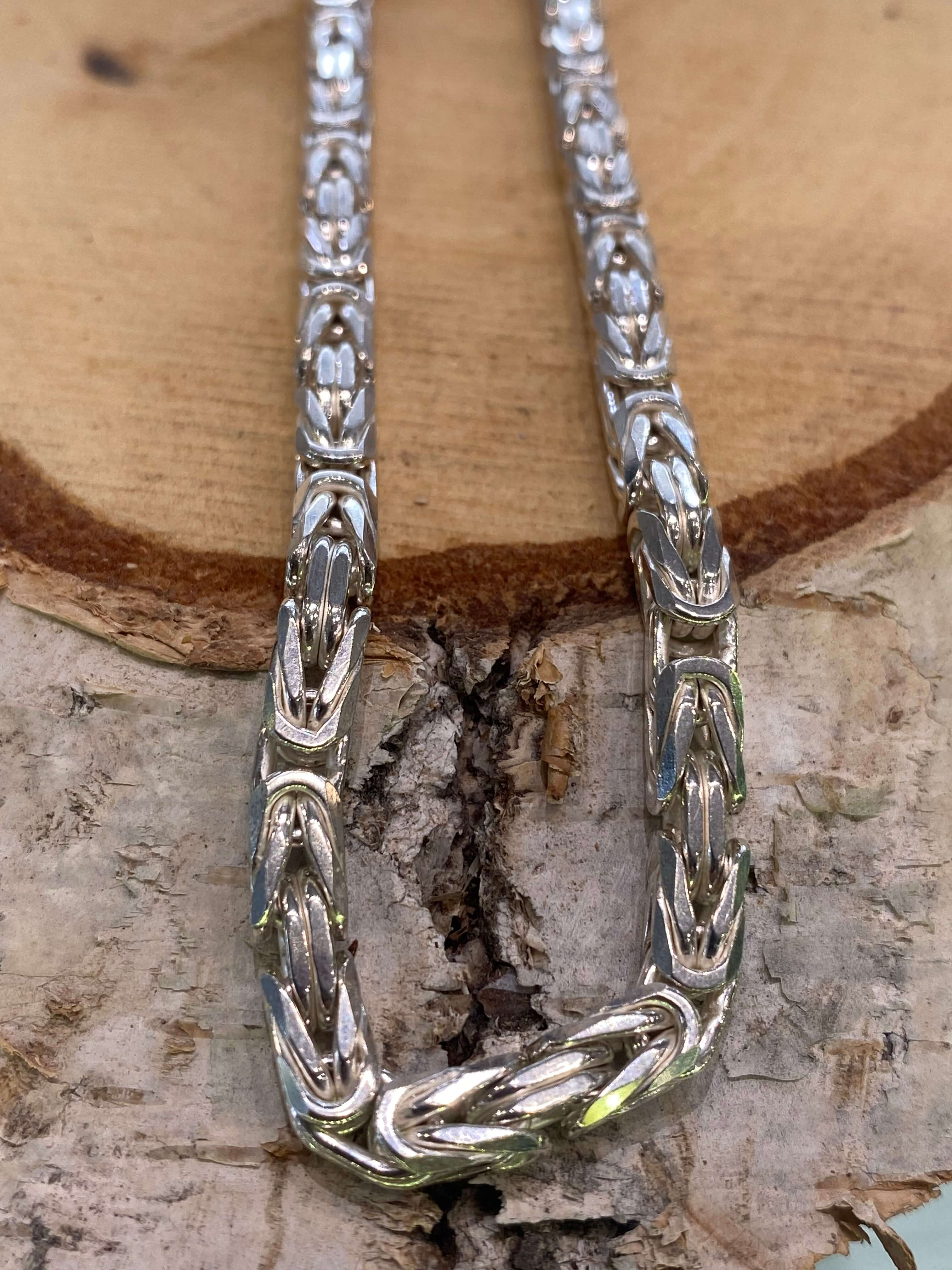 KKMM-62 Königskette 4mm 925 Sterling Silber Königs Kette Herren massiv Halskette Armband