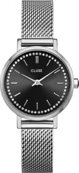 Cluse Armbanduhr für Damen Boho Chic Petite Crystals Mesh Black, Silver Colour CW10502