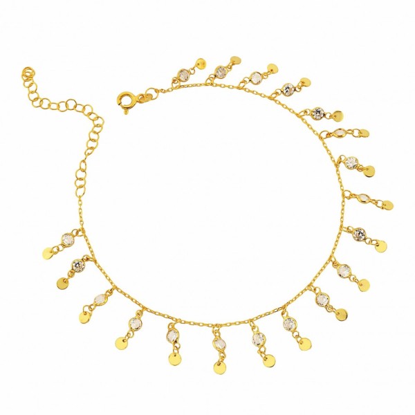 Plate X Zirkonia Anklet