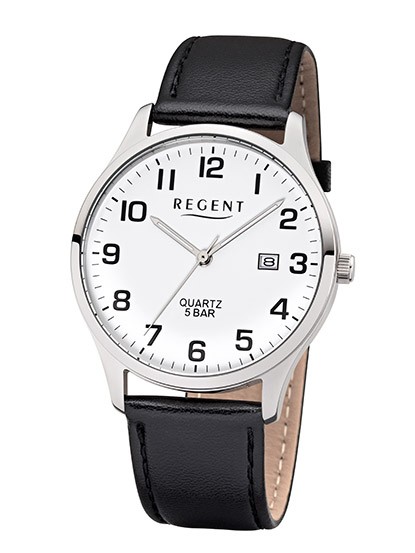 Herrenuhr Regent F-1241 - Armbanduhr Quarzuhrwerk Analoganzeige Lederarmband