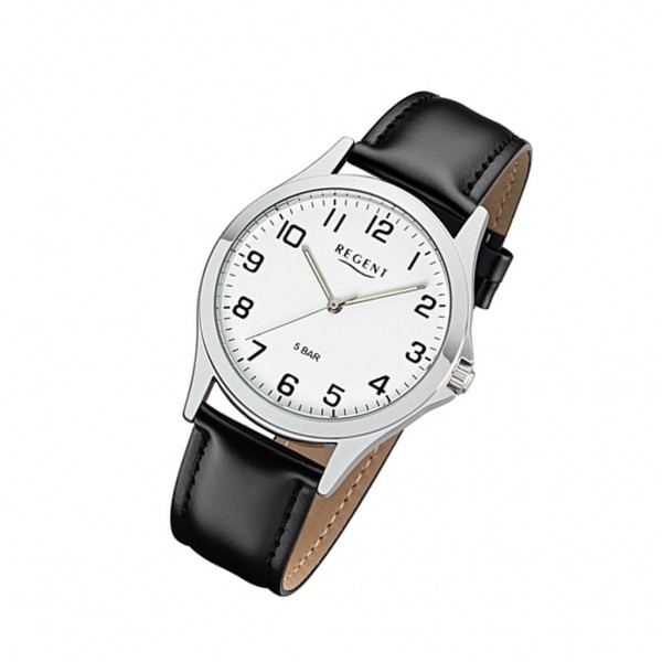 Herrenuhr Regent 1112422 - Armbanduhr Quarzuhrwerk Analoganzeige Lederarmband