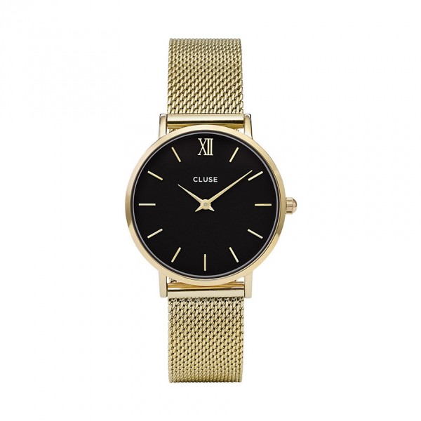 Cluse Armbanduhr für Damen Minuit Mesh Black, Gold Colour CW0101203017