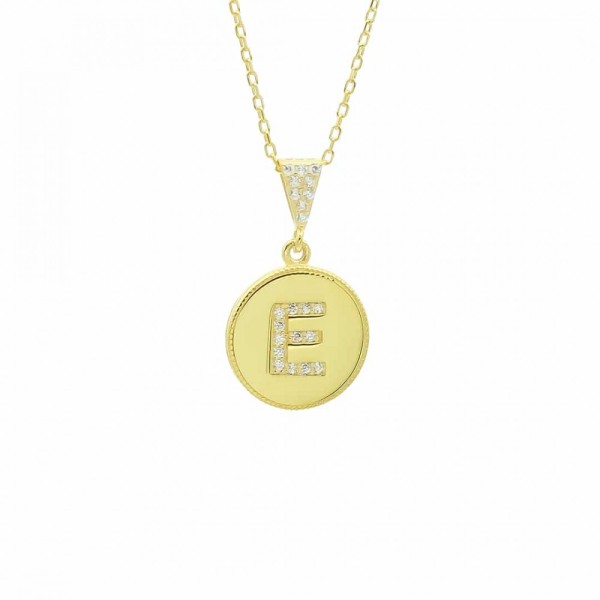 Zirkonia Circle Buchstaben Halskette